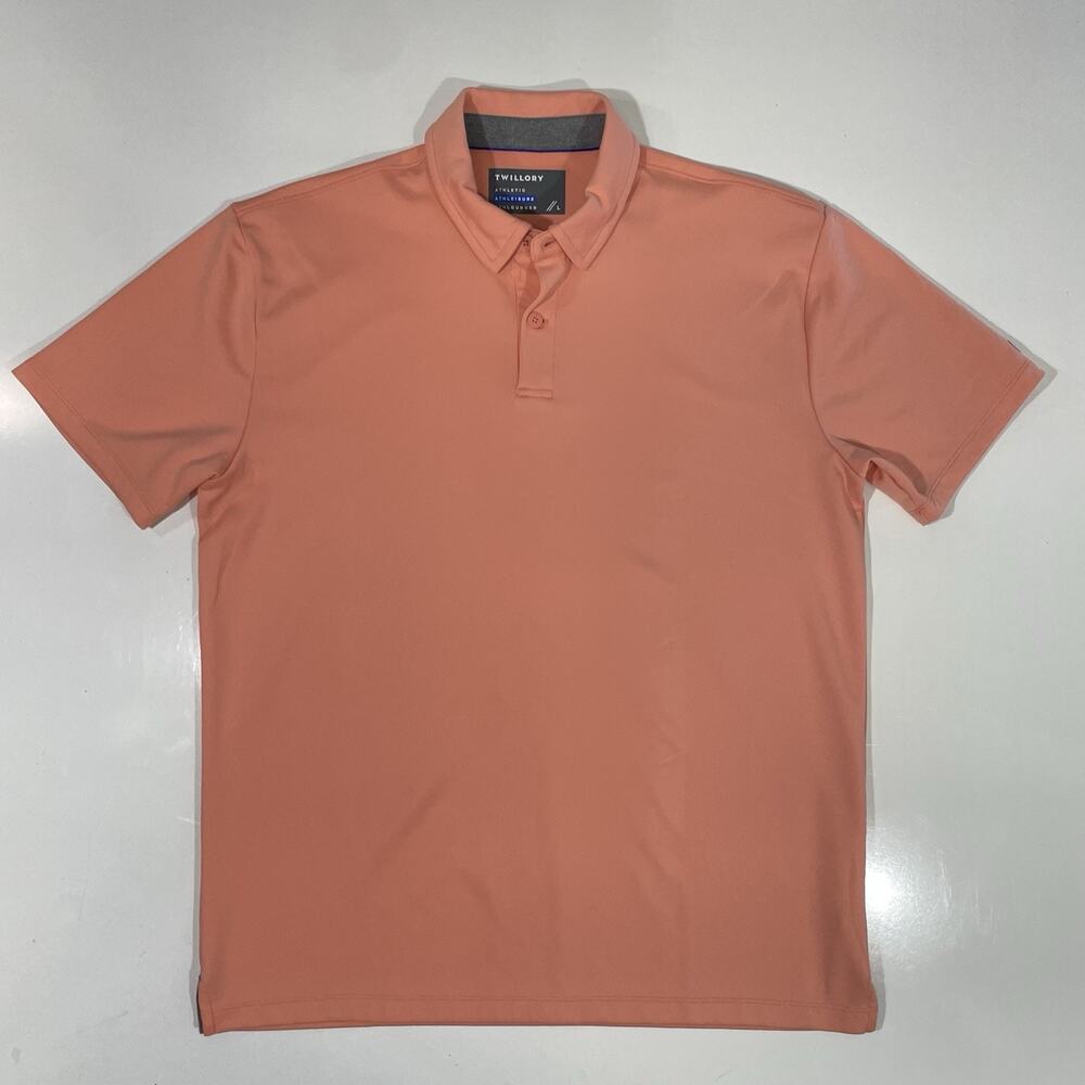Twillory Polo Shirt Men’s Large Coral Athleisure Short Sleeve Quick Dry